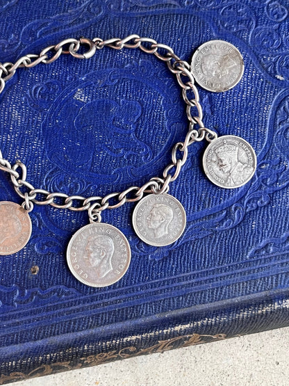 c. 1940s Sterling Silver Coin Bracelet
