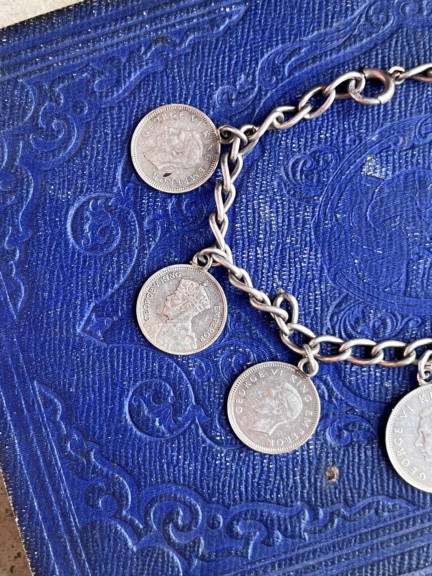c. 1940s Sterling Silver Coin Bracelet