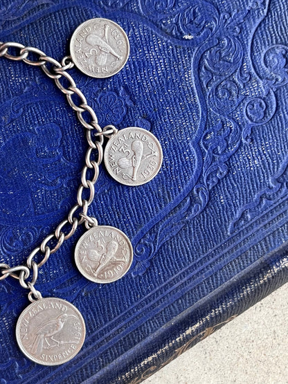 c. 1940s Sterling Silver Coin Bracelet