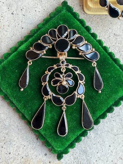 c. 1870s-1880s 14k Gold Onyx Parure