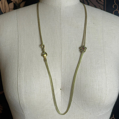 14k Gold Georgian Figural Fist Long Guard Chain