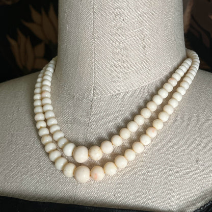Late 19th-Early 20th c. Angel Skin Coral Bead Necklace