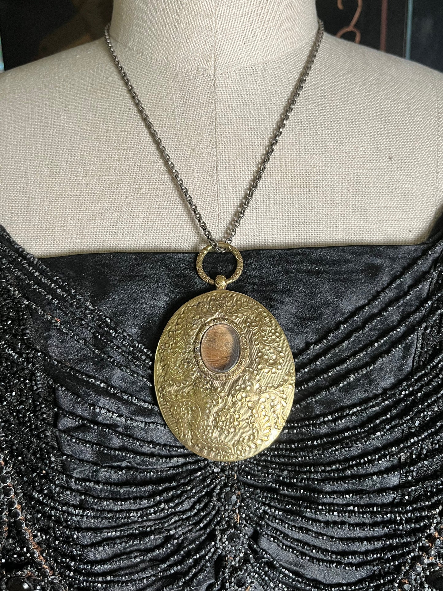 c. 1820s-1840s Large Pinchbeck Hair Pendant
