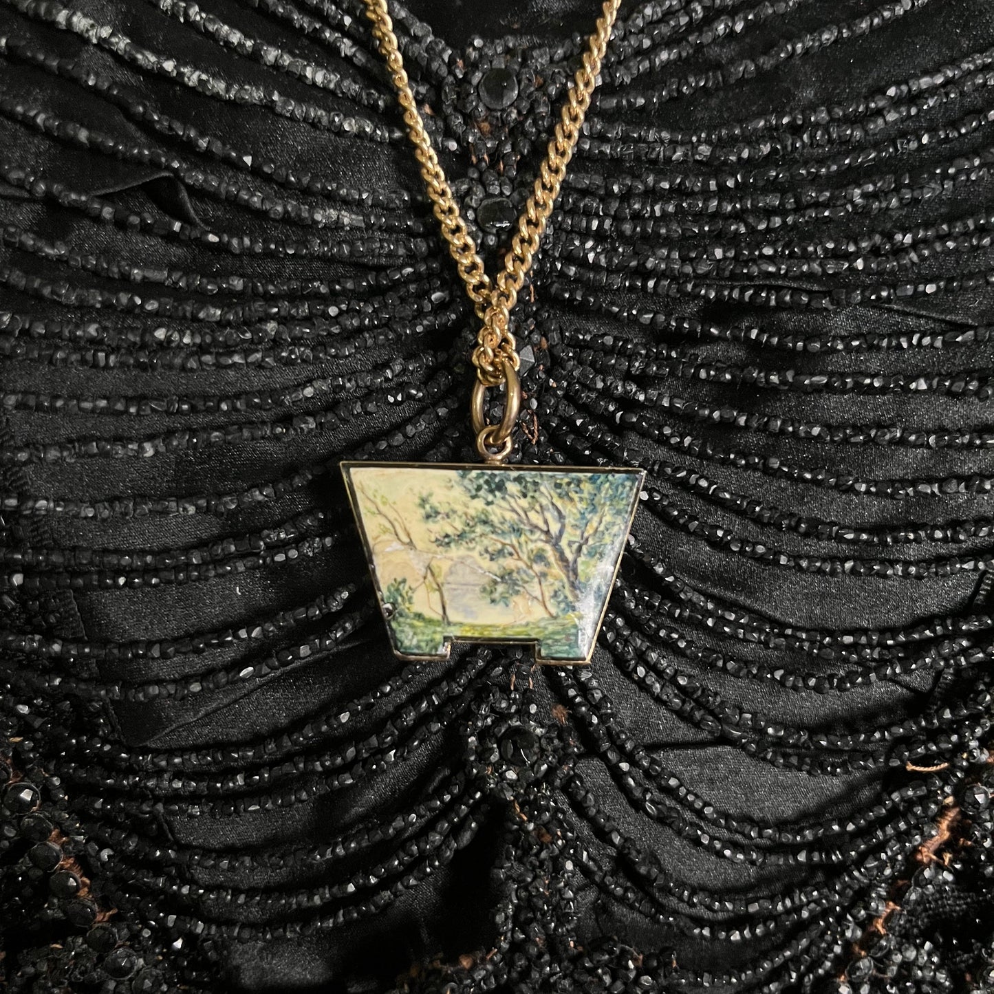 Mid-19th c. 14k Gold Enamel Locket with Hair