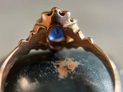 c. 1890s-1900s 12k Gold Sapphire Pearl Ring