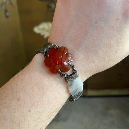 19th c. Silver Scottish Agate Bracelet