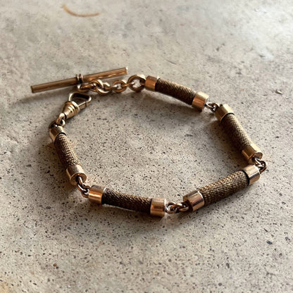 19th c. Hairwork Pocket Watch Chain or Bracelet