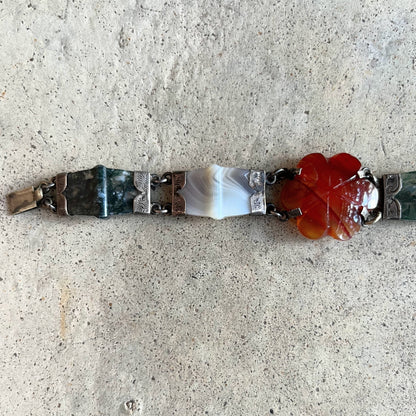 19th c. Silver Scottish Agate Bracelet