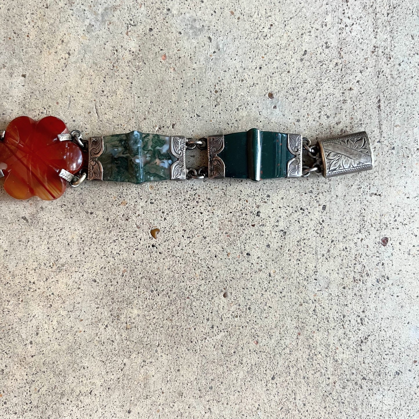 19th c. Silver Scottish Agate Bracelet