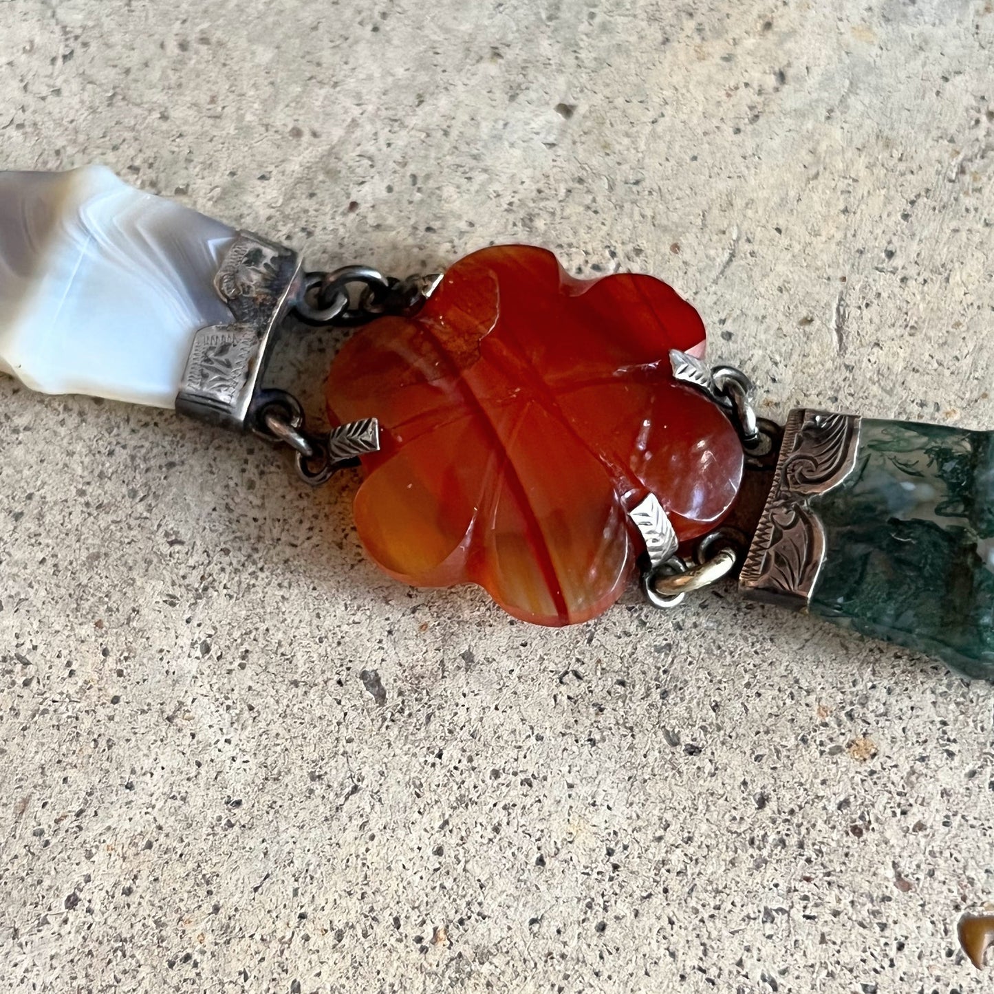 19th c. Silver Scottish Agate Bracelet