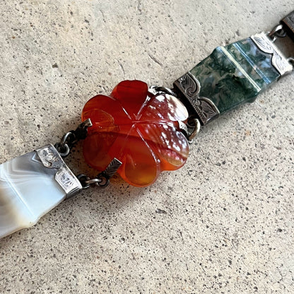 19th c. Silver Scottish Agate Bracelet