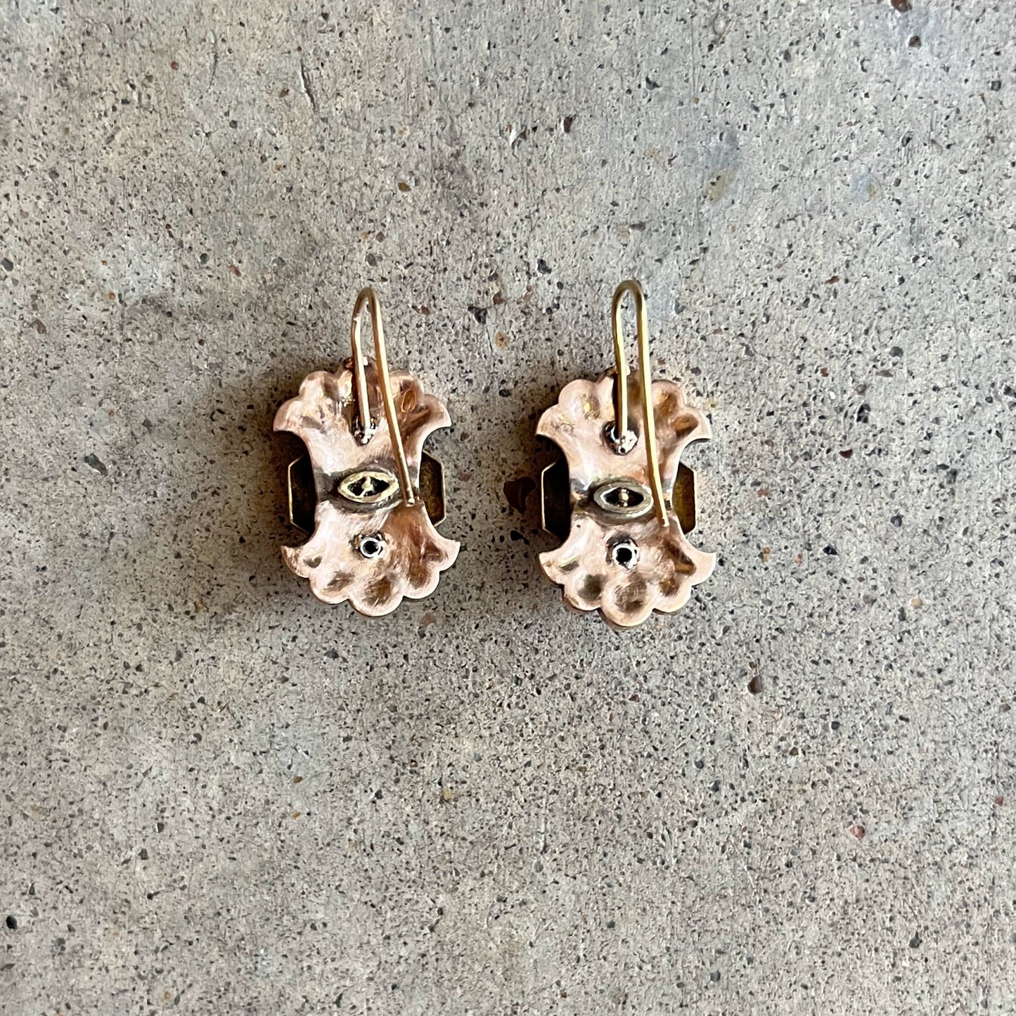 c. 1870s-1880s 14k Gold Taille d'Epargne Earrings