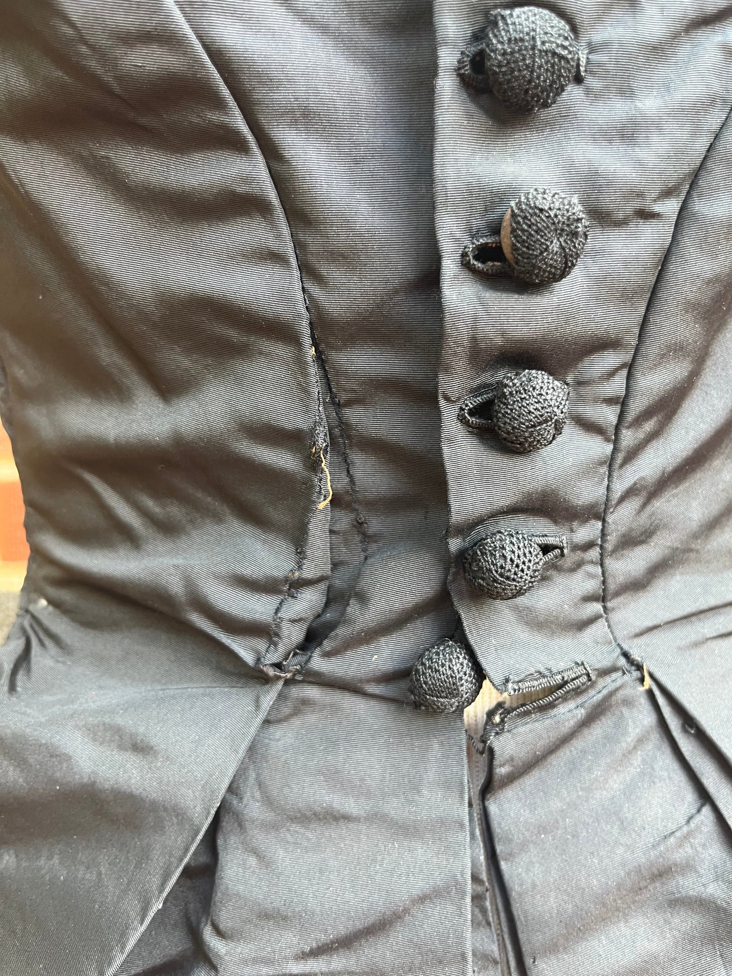 c. 1860s Black Silk Bodice