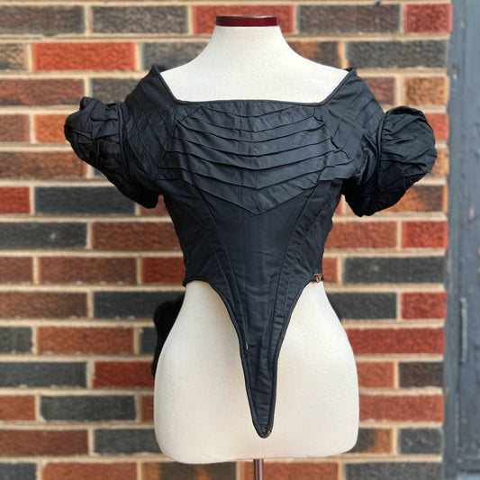 c. 1860s Black Silk Bodice