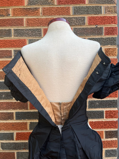 c. 1860s Black Silk Bodice