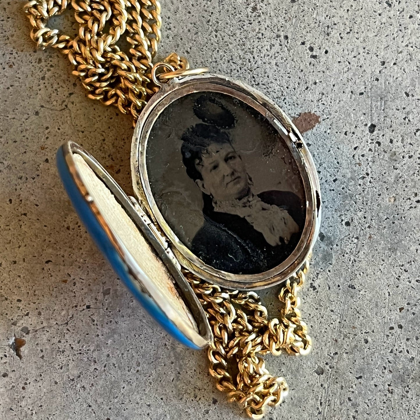 c. 1870s-1880s Blue Enamel Hand Locket