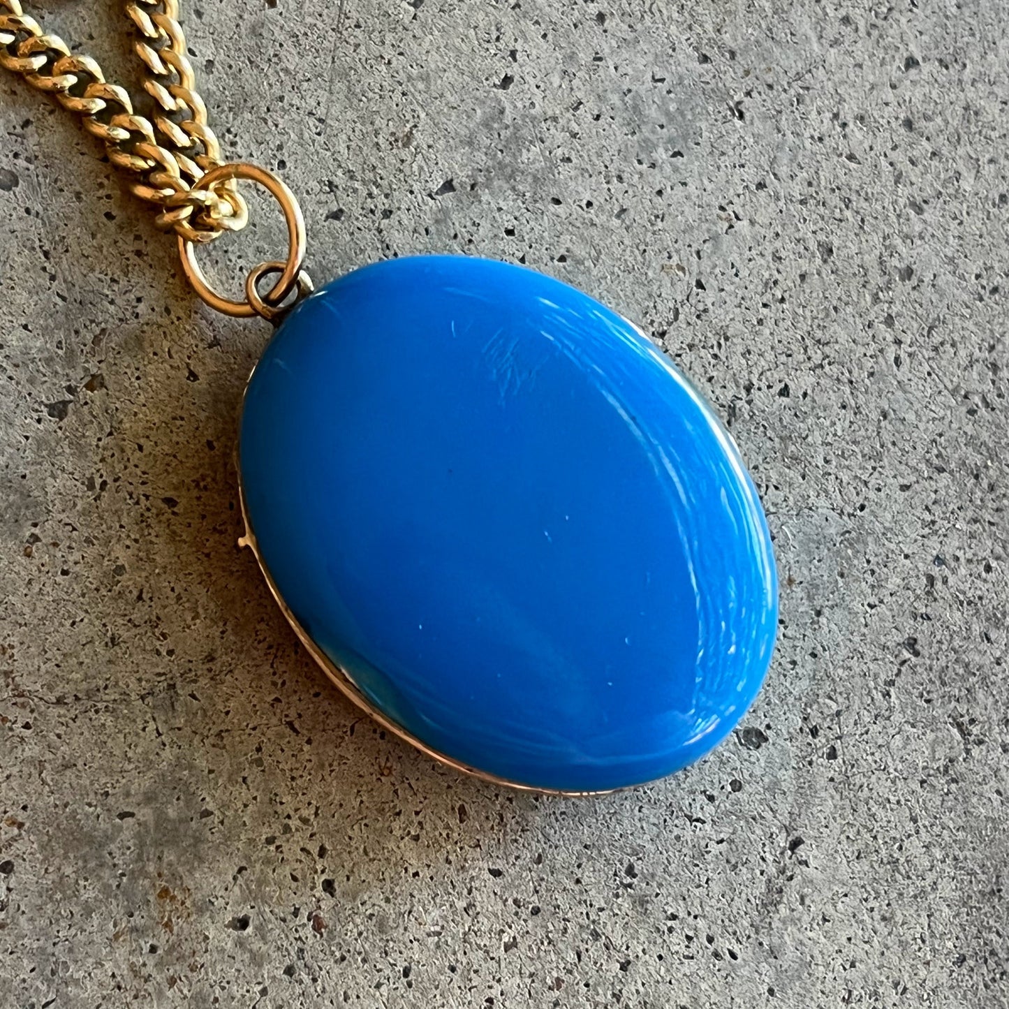 c. 1870s-1880s Blue Enamel Hand Locket
