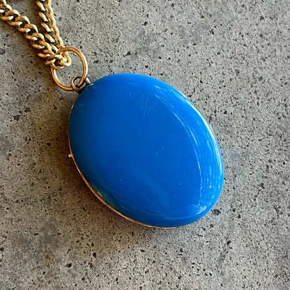 c. 1870s-1880s Blue Enamel Hand Locket