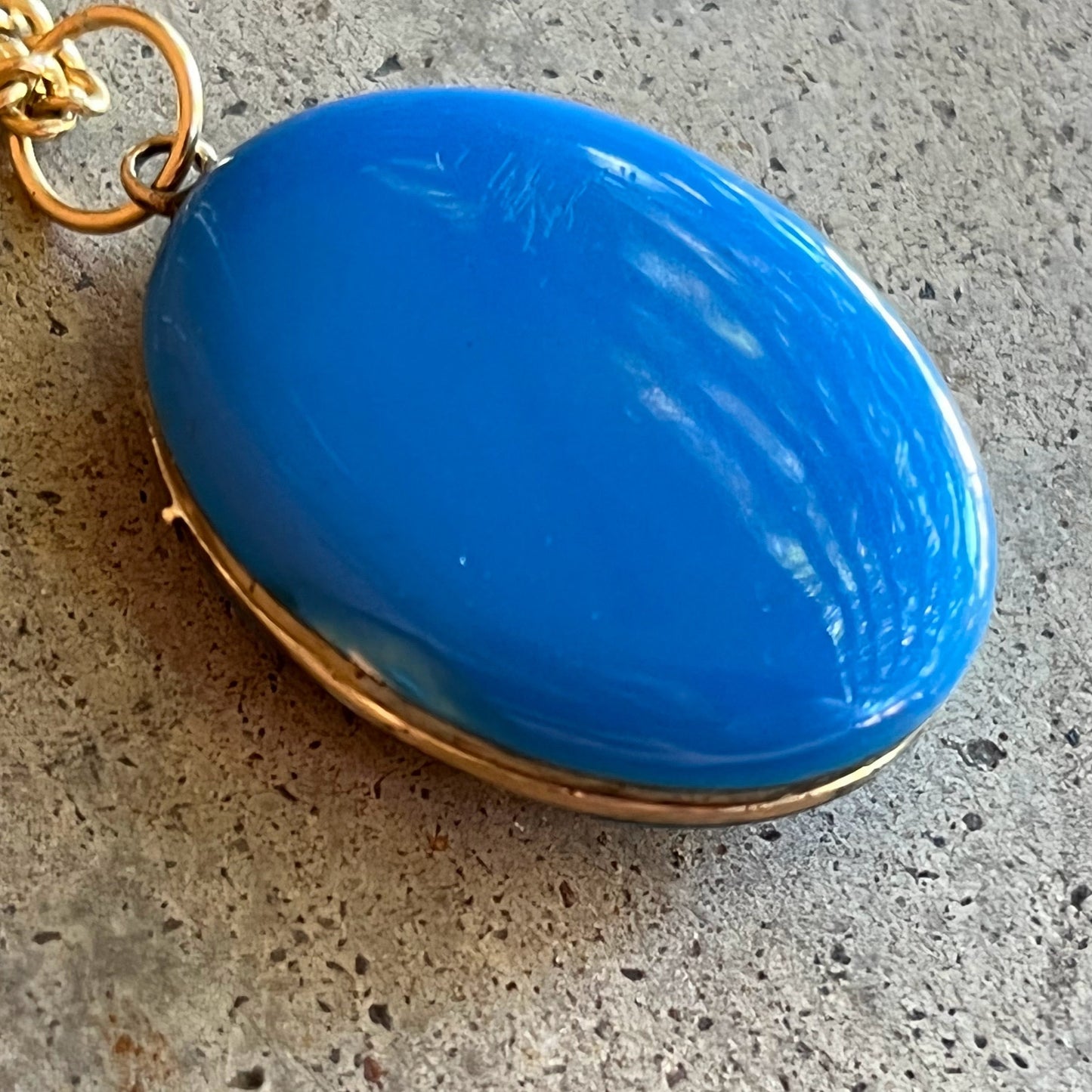 c. 1870s-1880s Blue Enamel Hand Locket