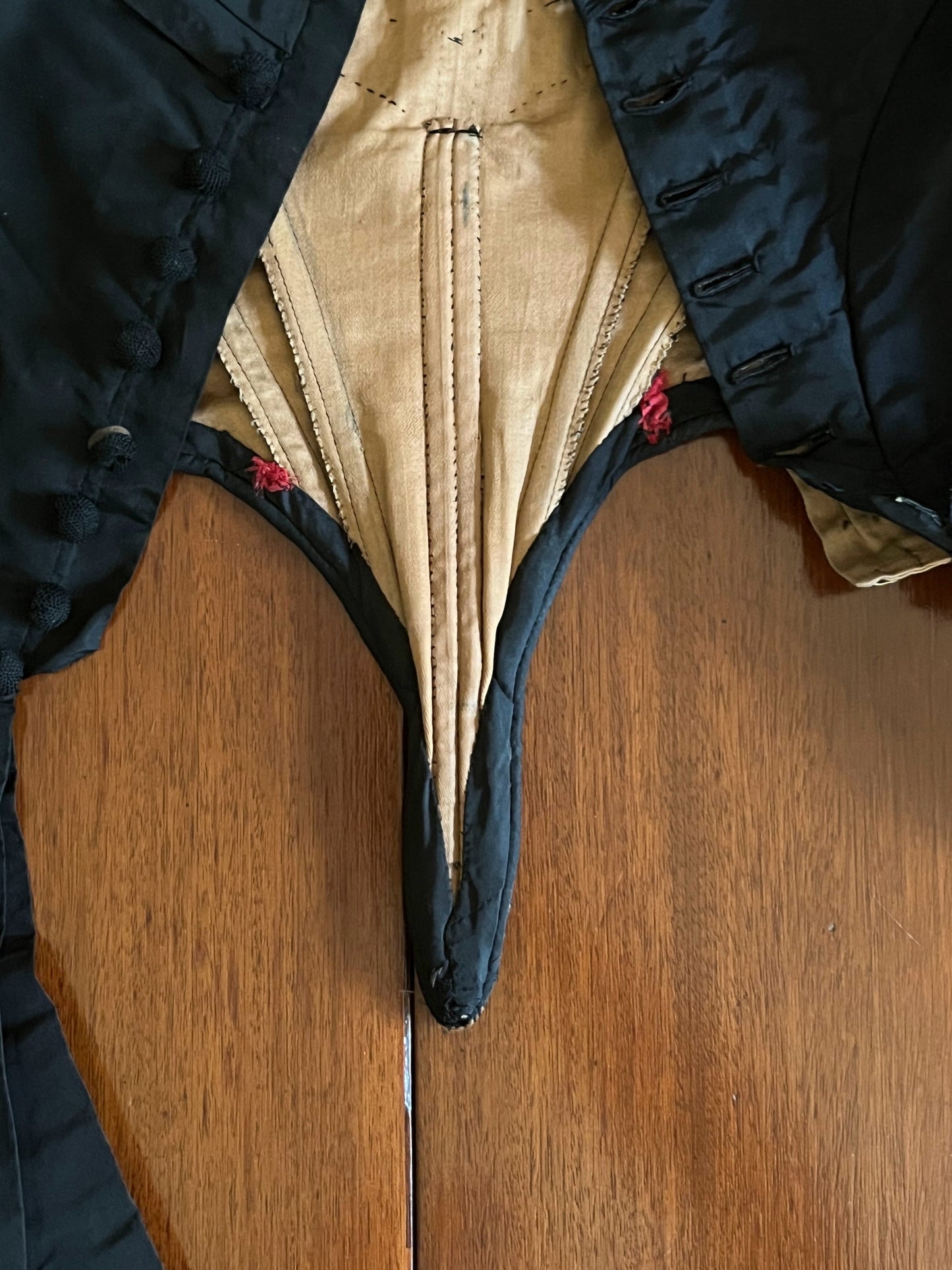 c. 1860s Black Silk Bodice