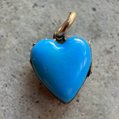 c. 1870s-1880s Blue Enamel Heart Locket