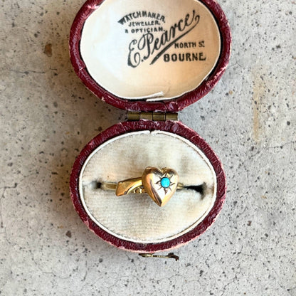19th c. 9k Gold Snake Heart Ring