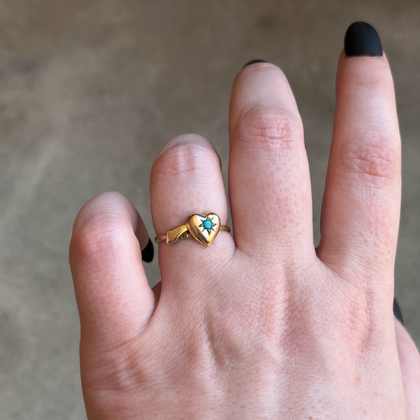 19th c. 9k Gold Snake Heart Ring