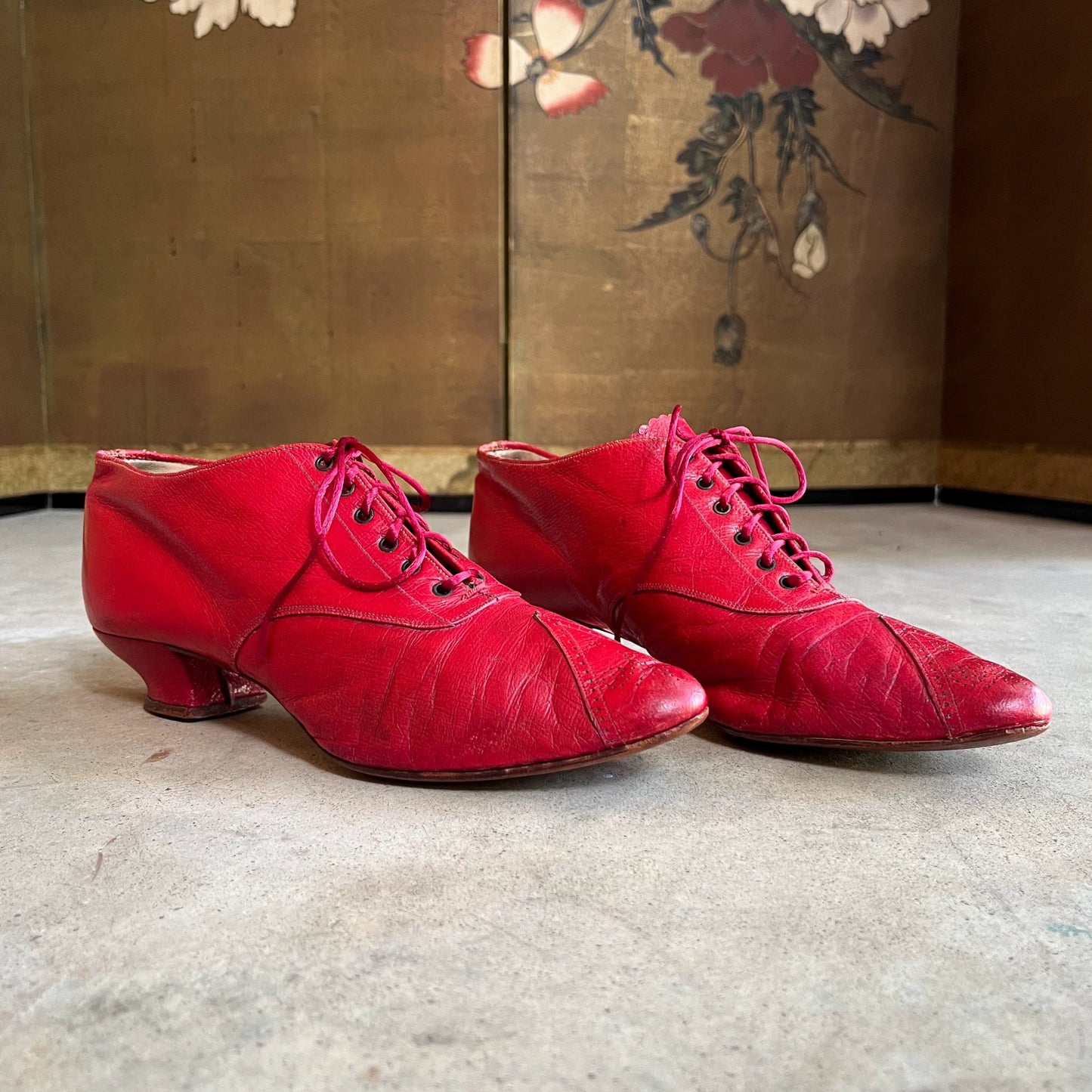 c. 1890s Red Leather Oxfords
