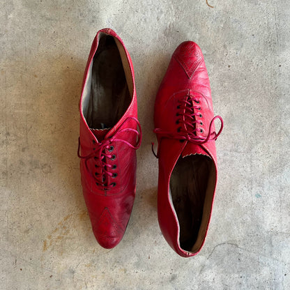 c. 1890s Red Leather Oxfords