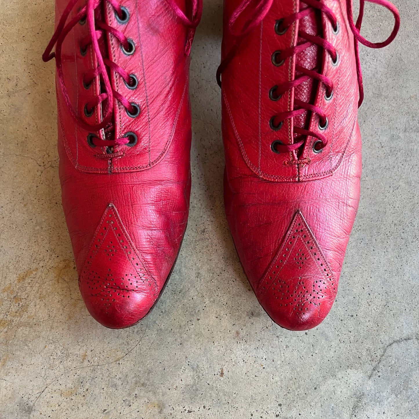 c. 1890s Red Leather Oxfords