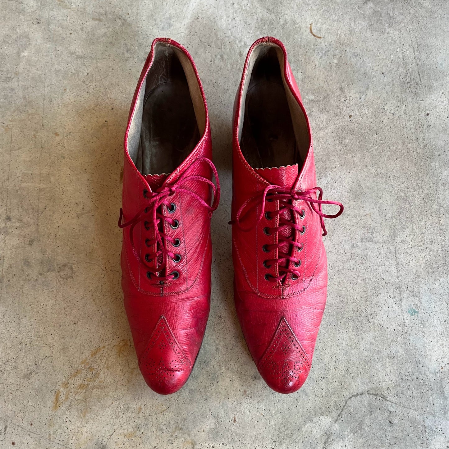 c. 1890s Red Leather Oxfords