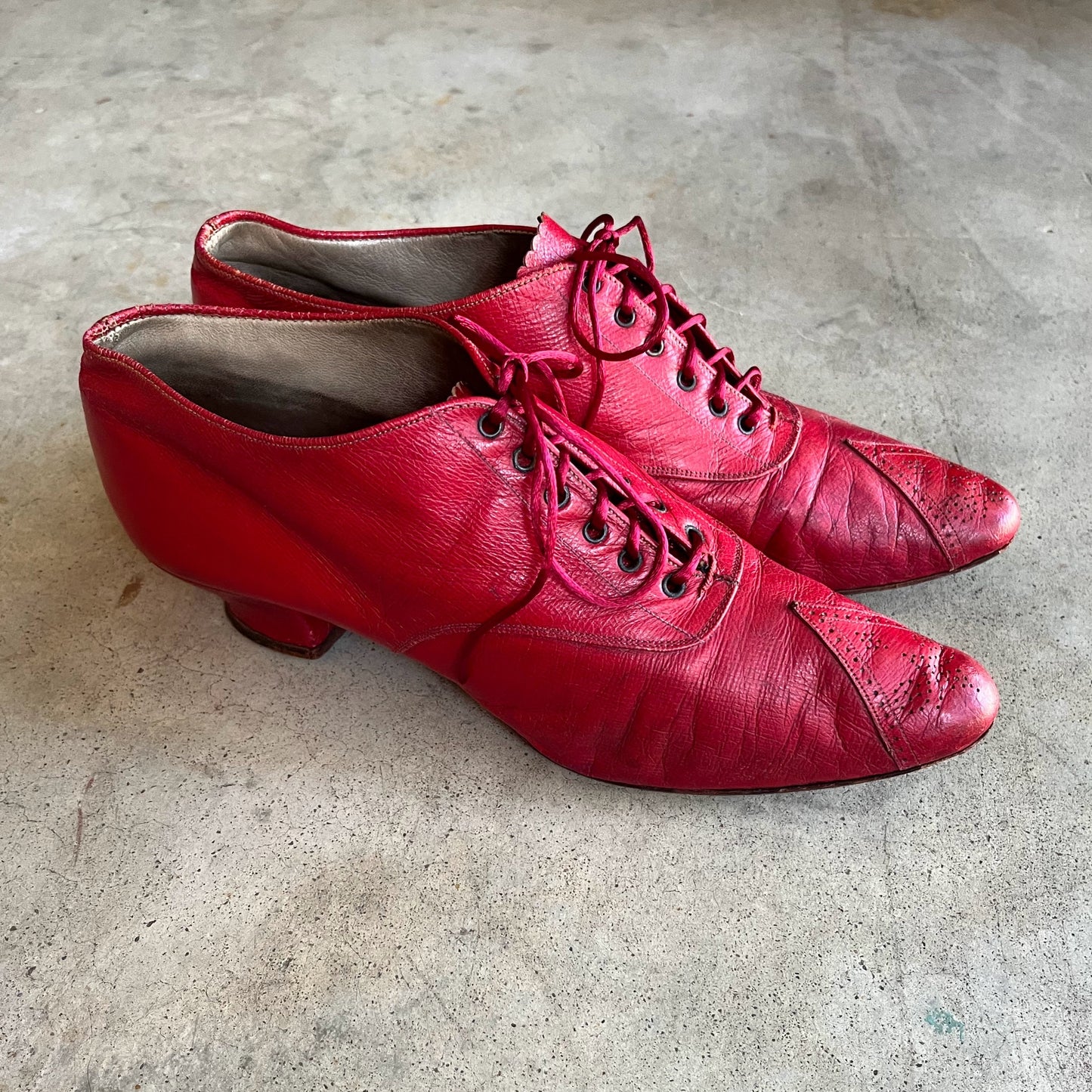 c. 1890s Red Leather Oxfords