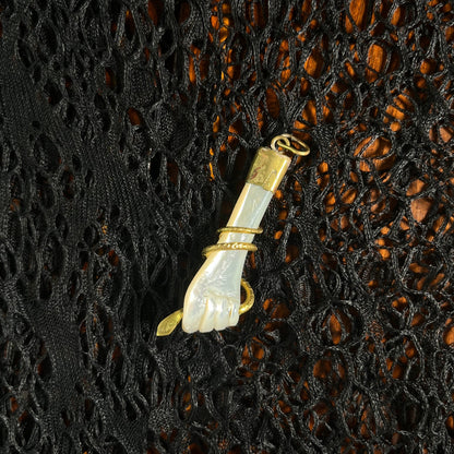 Turn of the Century Mother of Pearl Hand with Snake Pendant