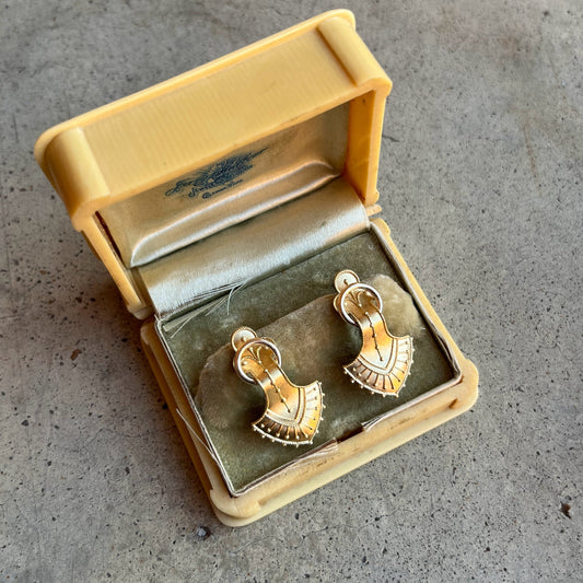 c. 1880s Gold Plated Earrings with 14k Gold Ear Wires