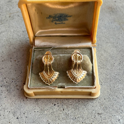 c. 1880s Gold Plated Earrings with 14k Gold Ear Wires