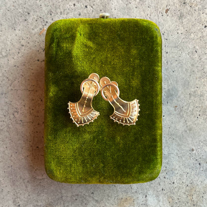 c. 1880s Gold Plated Earrings with 14k Gold Ear Wires