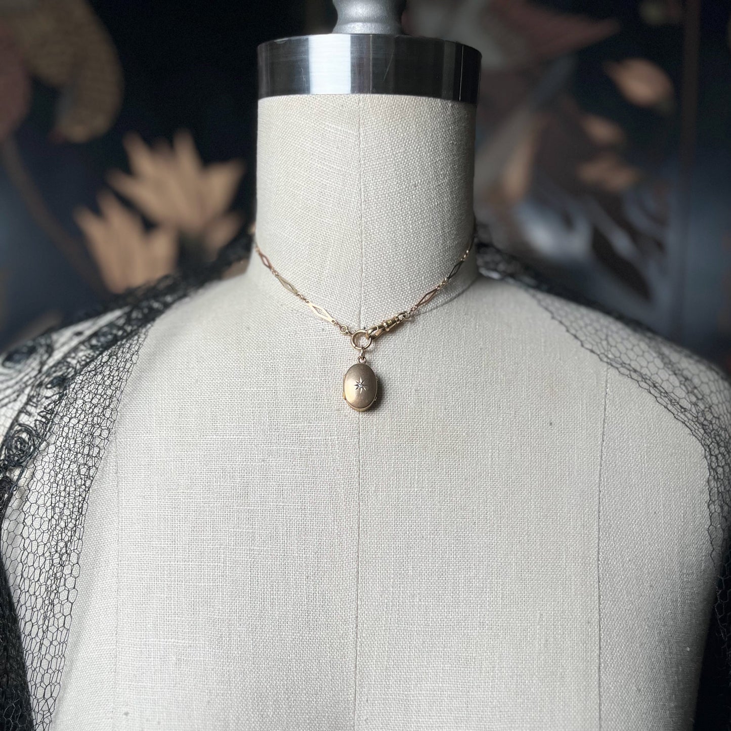 c. 1900s 9k Gold Diamond Star Locket