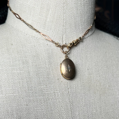 c. 1900s 9k Gold Diamond Star Locket