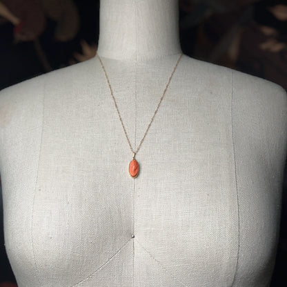 c. 1910s 14k Gold Carved Coral Goddess Diana Cameo Pendant