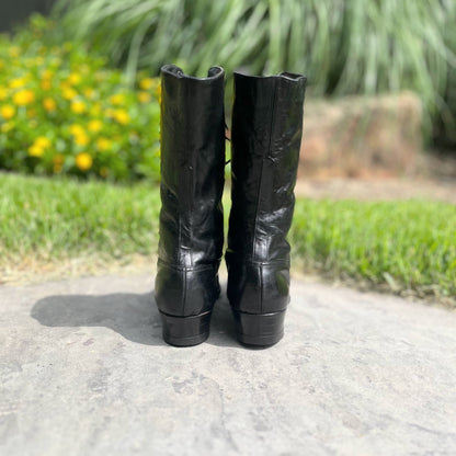 c. 1910s Black Lace Up Boots | Approx Sz 7
