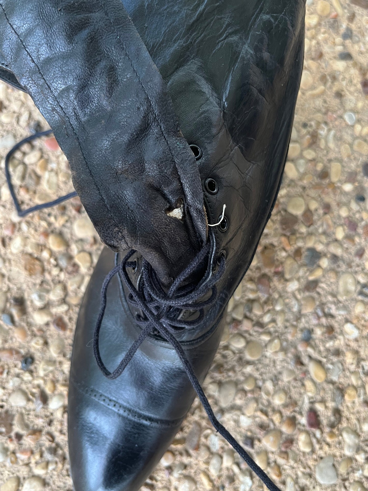 c. 1910s Black Lace Up Boots | Approx Sz 7