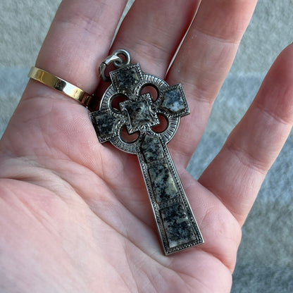 19th c. Sterling Silver Scottish Granite Pendant