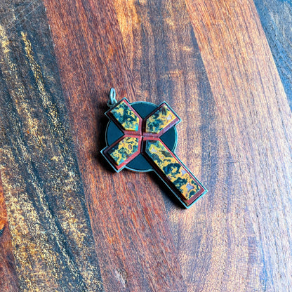 19th c. Sterling Silver Jasper Cross Pendant