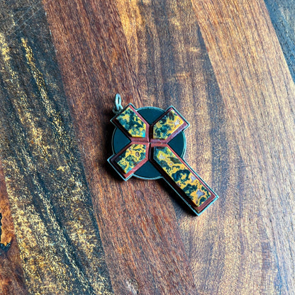 19th c. Sterling Silver Jasper Cross Pendant