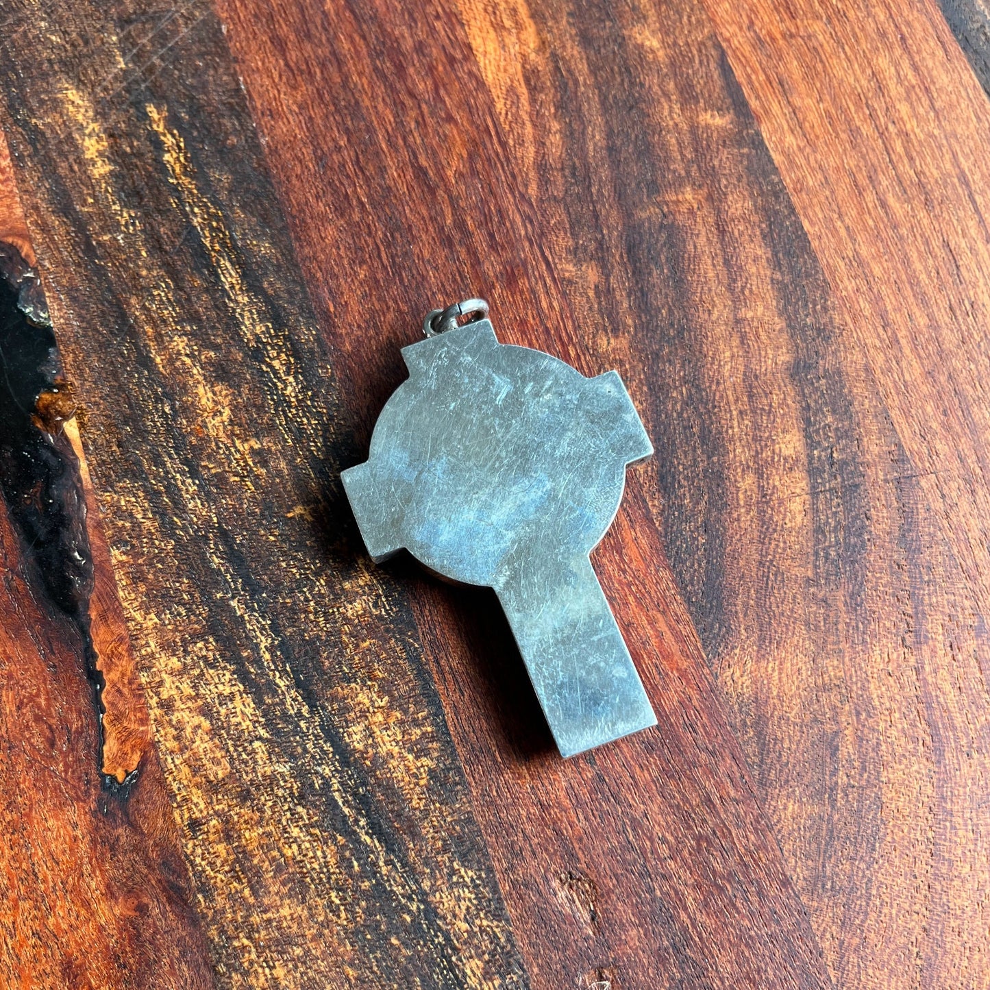 19th c. Sterling Silver Jasper Cross Pendant