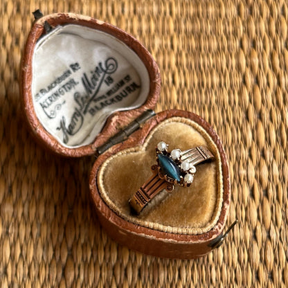 c. 1890s 10k Gold Cat's Eye Pearl Ring