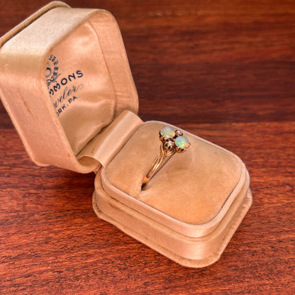 c. 1900s 14k Gold Opal + Seed Pearl Ring