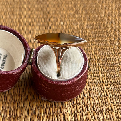 c. 1890s-1900s 14k Gold Banded Agate Ring
