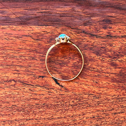 c. 1900s 14k Gold Opal + Seed Pearl Ring