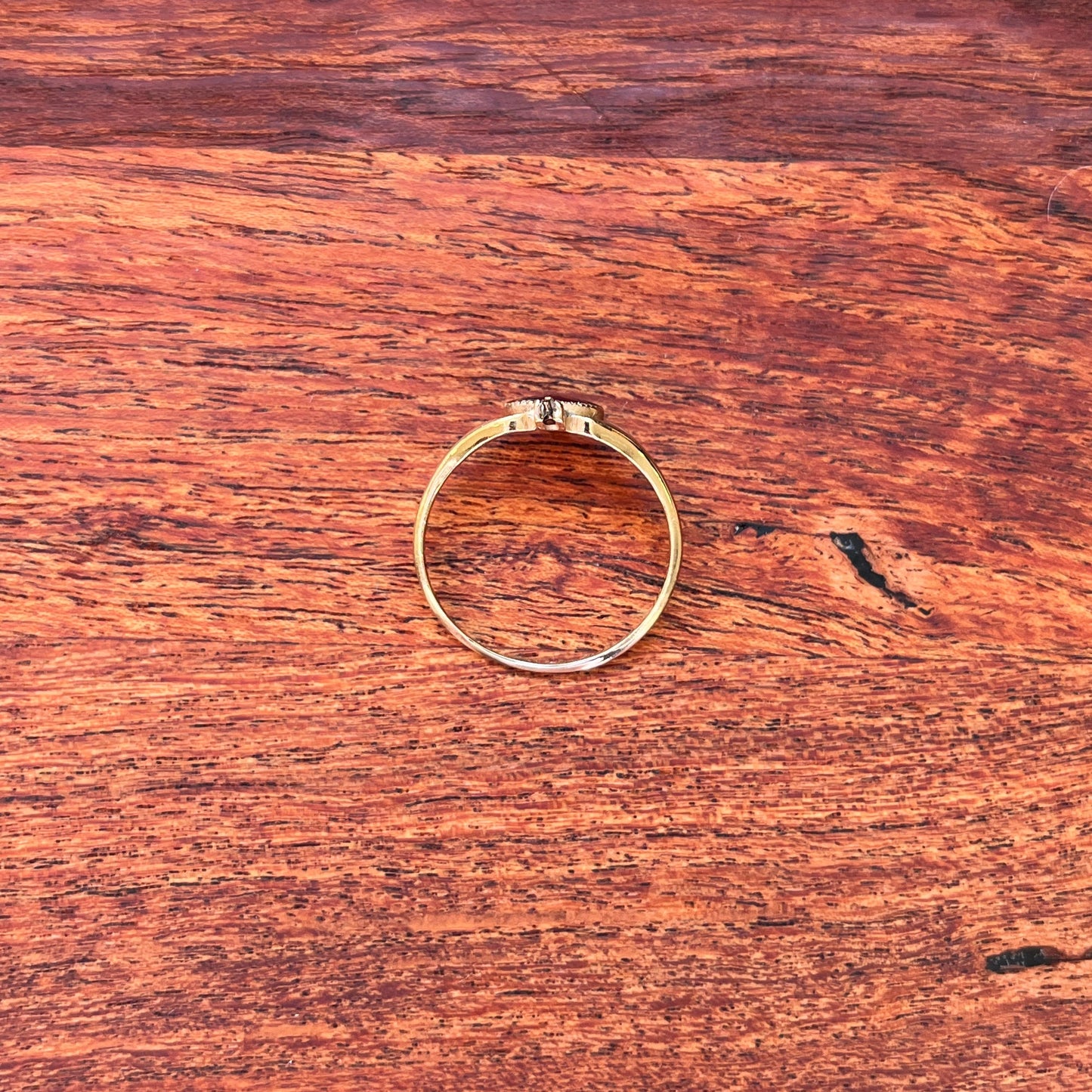19th c. 10k Gold Garnet + Sed Pearl Ring